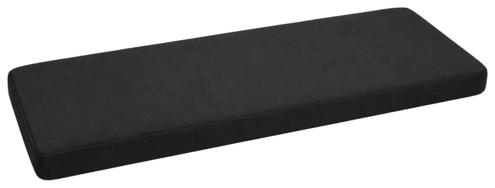 Black rectangular sauna cushion in an angled product view, isolated