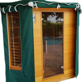 Outdoor Sauna Cover showing side window flaps add on option