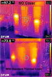 Outdoor l Indoor l Thermal Sauna Cover thermal photo comparing without thermal cover and with thermal cover 