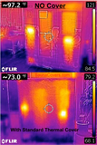 Outdoor l Indoor l Thermal Sauna Cover thermal photo comparing without thermal cover and with thermal cover