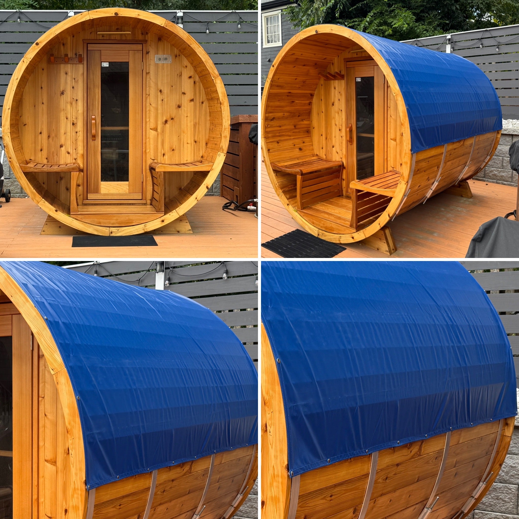 sauna tarp Outdoor Barrel Sauna Cover – SaunaCovers.com