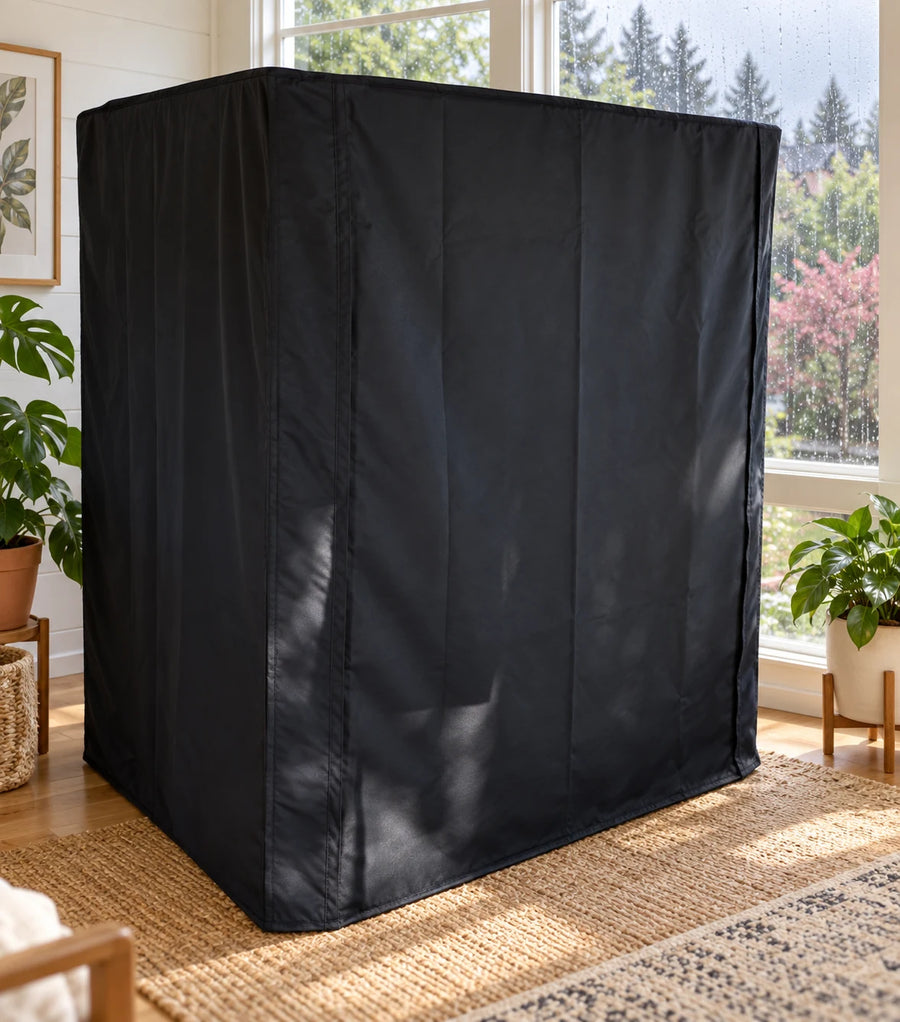 Sauna Dust Cover shown in a sauna setting