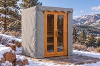 Custom Sauna Cover shown in a sauna setting
