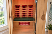 Sauna Cushion - Sunlighten shown in a sauna setting