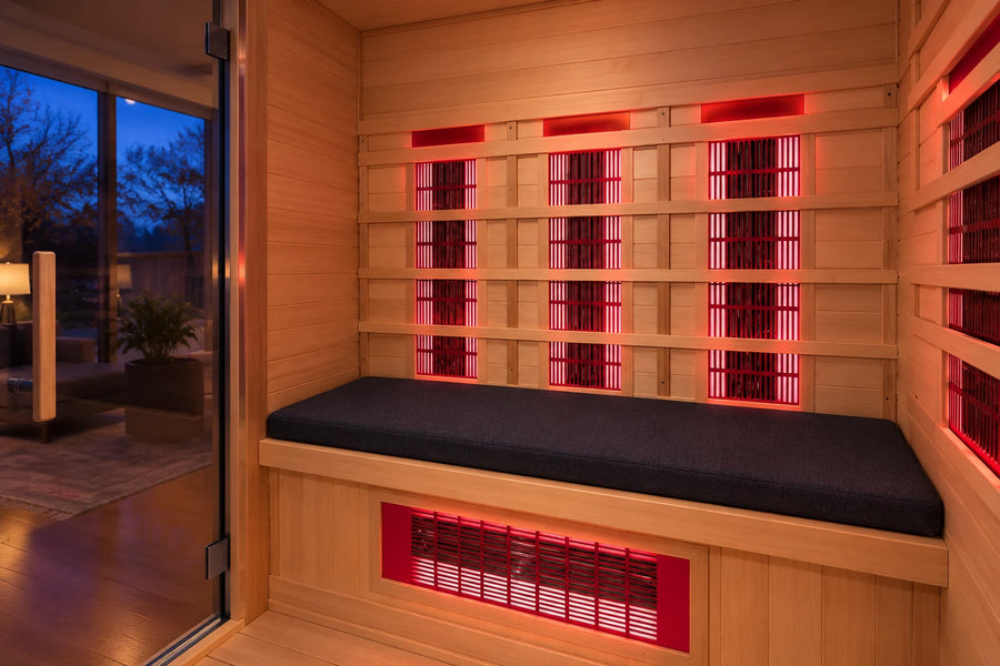 Sauna Cushion - Sunlighten shown in a sauna setting