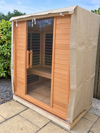 Cover fitted to sauna