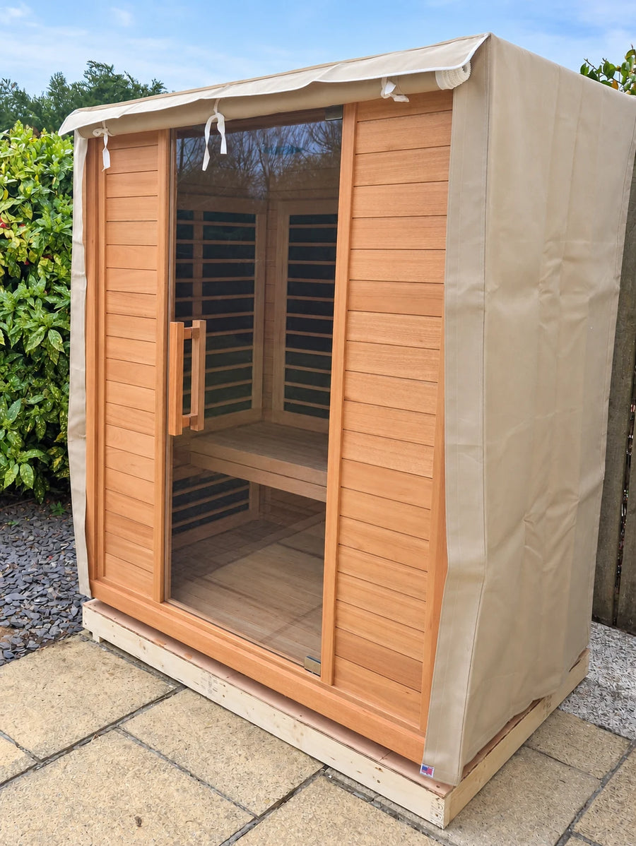 Cover fitted to sauna