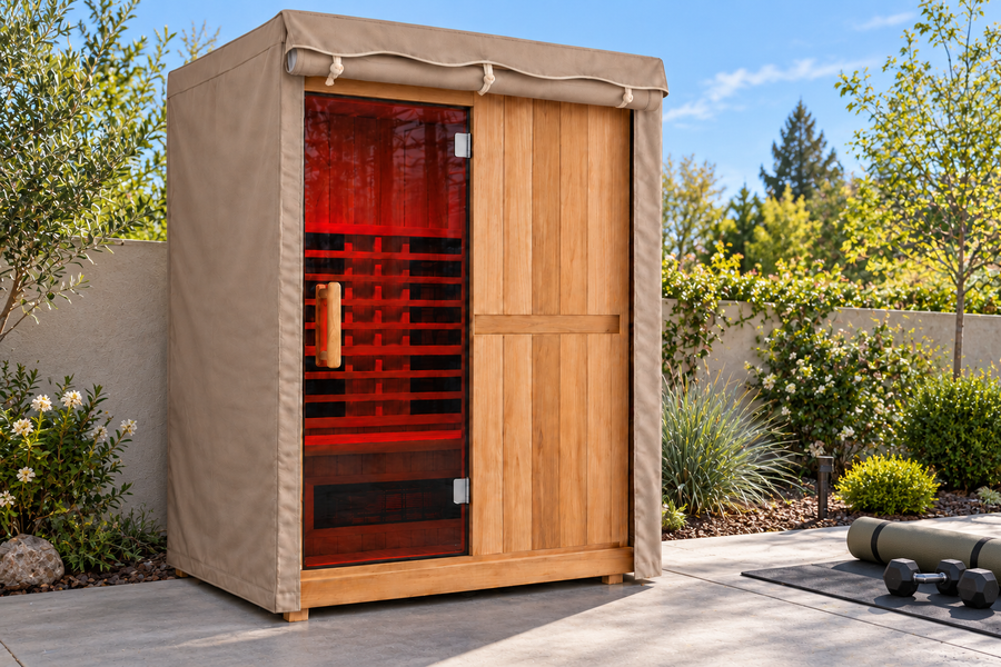 Sauna Cover - Finnmark Designs — Avena Linen natural warm beige/taupe matching reference, NEVER white