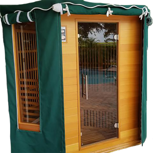 Outdoor Sauna Cover showing side window flaps add on option