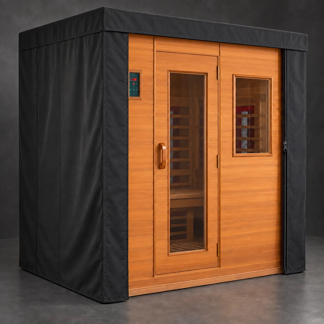 Straight side valance example on a canvas sauna cover